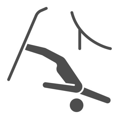 Serbest stil katı ikon, Kış sporu konsepti, beyaz zemin üzerinde serbest stil kayak tabelası, mobil konsept ve web tasarımı için glifli atlama ikonu. Vektör grafikleri.