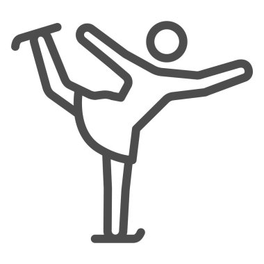 Artistik patinajcı egzersiz çizgisi ikonu, kış sporu konsepti, beyaz arka planda artistik patinaj sembolü, mobil ve web tasarımı için ana hatlı buz patencisi ikonu canlandırmaktadır. Vektör grafikleri.