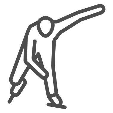 Buz pateni çizgisi ikonu, kış sporu konsepti, beyaz arka planda Speed buz pateni tabelası, mobil konsept ve web tasarımı için ana hatlı buz patencisi ikonu. Vektör grafikleri.