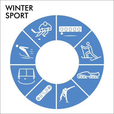 Modern Kış sporları Infographic tasarım şablonu ve simgeleri. Beyaz arka planda balon tasarımında kış sporları Infographic görselleştirmesi araçları. Infographic için yaratıcı vektör illüstrasyonu.