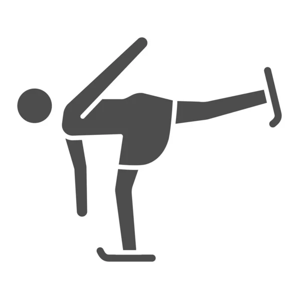 El patinador artístico realiza ejercicio icono sólido, concepto de deporte de invierno, símbolo de patinaje sobre hielo sobre fondo blanco, icono de patinaje artístico en estilo glifo para móviles y diseño web. Gráficos vectoriales. — Archivo Imágenes Vectoriales