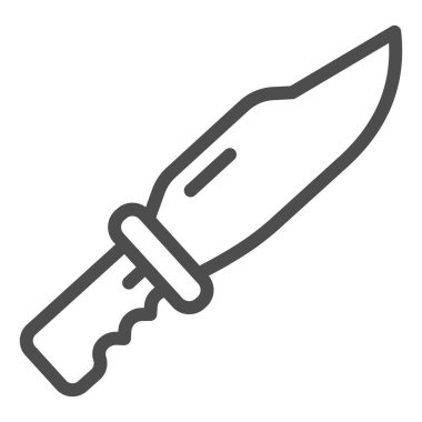 Bıçak çizgisi ikonu, nefsi müdafaa kavramı, beyaz arka planda hançer işareti, mobil konsept ve web tasarımı için ana hatlı silah ikonu. Vektör grafikleri.
