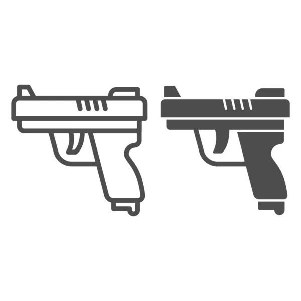 Línea de pistola e icono sólido, concepto de defensa personal, letrero de pistola sobre fondo blanco, armas de fuego, arma para tiradores icono en el estilo de esquema para el concepto móvil y diseño web. Gráficos vectoriales. — Vector de stock