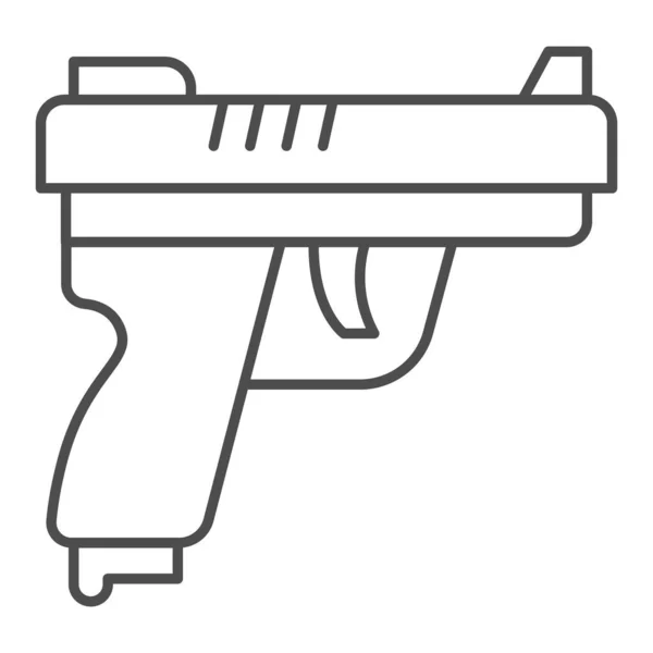 Pistola icono de línea delgada, concepto de defensa personal, signo de pistola sobre fondo blanco, armas de fuego, arma para tiradores icono en el estilo de esquema para el concepto móvil y diseño web. Gráficos vectoriales. — Vector de stock