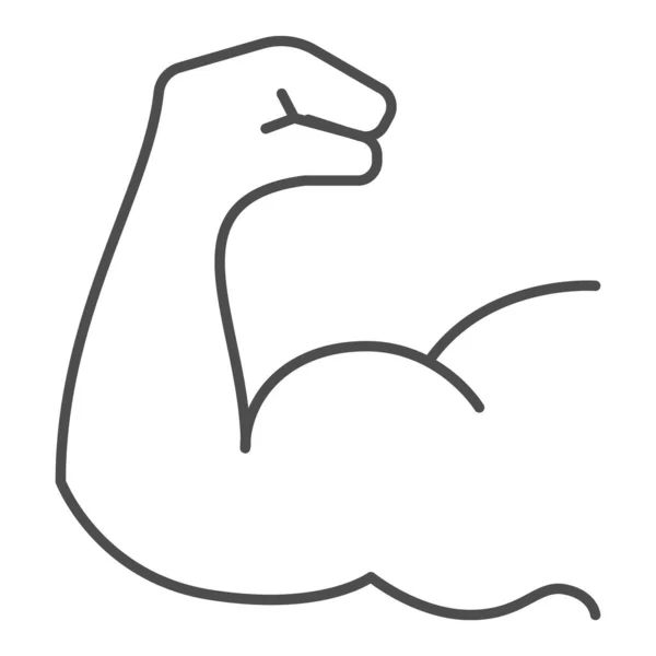 Bizeps-Thin-Line-Symbol, Studio-Workout-Konzept, Bizepsschild auf weißem Hintergrund, Sportler-Arm-Symbol im Outline-Stil für mobiles Konzept und Webdesign. Vektorgrafik. — Stockvektor