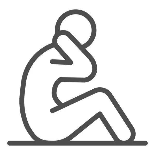 Abs Workout Line Symbol, Selbstverteidigungskonzept, Fitness-Schild auf weißem Hintergrund, Sportler, die Bauch Crunches Symbol in Umriss Stil für mobiles Konzept und Web-Design. Vektorgrafik. — Stockvektor