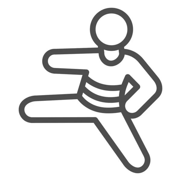 Icône de ligne de sportif de judo, concept d'autodéfense, signe de judoka sur fond blanc, icône de maître des arts martiaux dans le style de contour pour le concept mobile et la conception Web. Graphiques vectoriels. — Image vectorielle