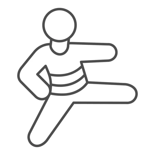 Judo sportif ligne mince icône, concept d'auto-défense, signe judoka sur fond blanc, maître des arts martiaux icône dans le style de contour pour concept mobile et web design. Graphiques vectoriels. — Image vectorielle