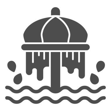 Aquapark havuz şemsiyesi katı ikonu, Aquapark konsepti, beyaz arka planda su parkı şemsiyesi tabelası, mobil ve web tasarımı için havuz ikonu şeklinde şemsiye. Vektör grafikleri.