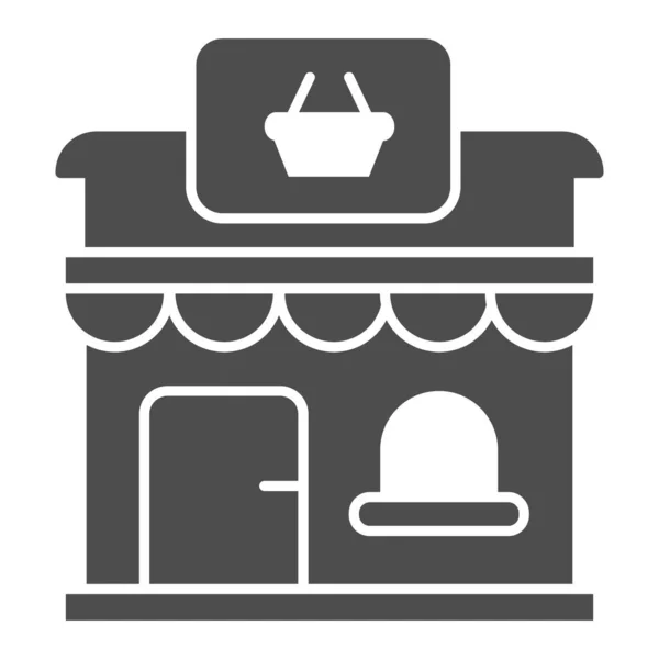 Laden solides Symbol, Marktplatz-Konzept, Ladenfassadenschild auf weißem Hintergrund, Ladenbau-Symbol im Glyphen-Stil für mobiles Konzept und Webdesign. Vektorgrafik. — Stockvektor