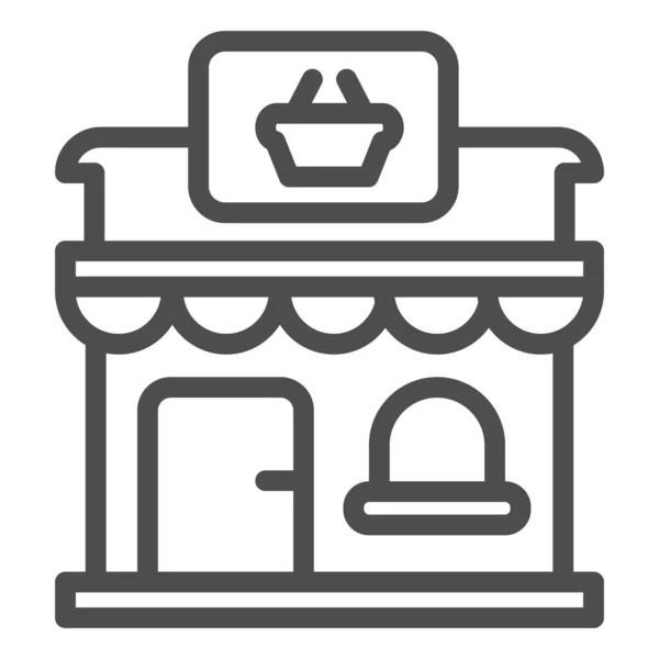 Shopline-Symbol, Marketplace-Konzept, Ladenfassadenschild auf weißem Hintergrund, Shopbuilding-Symbol im Umrissstil für mobiles Konzept und Webdesign. Vektorgrafik. — Stockvektor