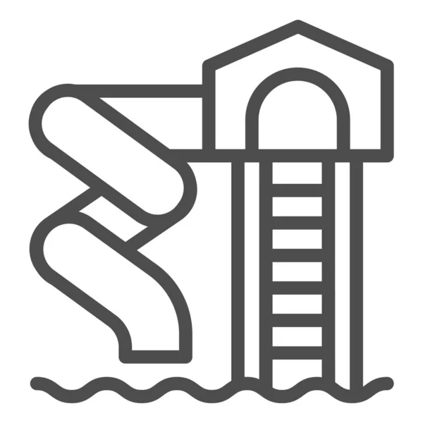 Tubo a spirale parco acquatico con icona linea scala, concetto Aquapark, Scivolo segno su sfondo bianco, Aquapark con tubi d'acqua e diapositive icona in stile contorno. Grafica vettoriale. — Vettoriale Stock