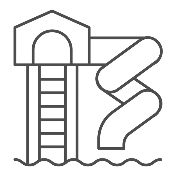 Tubo a spirale parco acquatico con scala icona linea sottile, concetto Aquapark, segno scivolo su sfondo bianco, Aquapark con tubi d'acqua e diapositive icona in stile contorno. Grafica vettoriale. — Vettoriale Stock