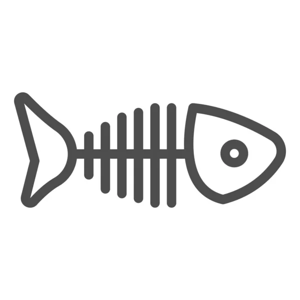 Fischkopf mit Knochen und Schwanzleine Symbol, Angelkonzept, Fischskelett Zeichen auf weißem Hintergrund, Silhouette eines Fischskelett-Symbol in Umriss Stil für mobile und Web. Vektorgrafik. — Stockvektor