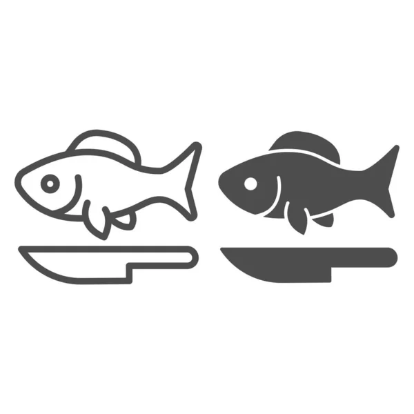 Fish line and solid icon, ocean concept, little sea fish sign on white  background, fish silhouette icon in outline style for mobile concept and  web design. Vector graphics., Stock vector, Fish Line 