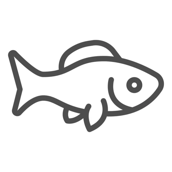 鱼的线条图标、鱼的市场概念、鱼在白色背景上的标识、鱼在移动概念和网页设计中的轮廓图标。矢量图形. — 图库矢量图片