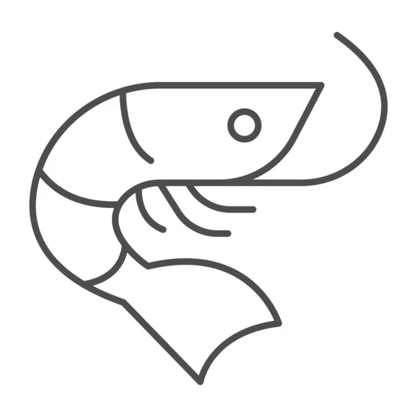 Иконка тонкой линии креветок, концепция рыбного рынка, знак морепродуктов на белом фоне, иконка креветок в стиле набросков для мобильной концепции и веб-дизайна. Векторная графика. — стоковый вектор