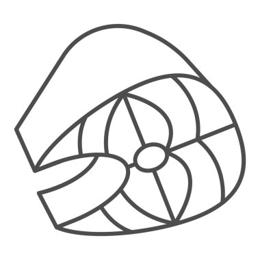 Bir parça tuzlanmış ringa balığı ince çizgi ikonu, balık pazarı konsepti, beyaz arka planda balık dilimi işareti, mobil konsept ve web tasarımı için ana hatlı somon ikonu dilimi. Vektör grafikleri.