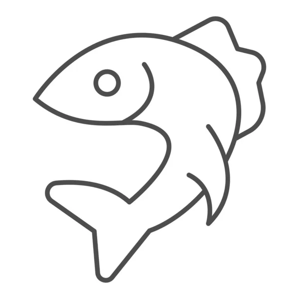 Ícone de linha fina de lúcio de peixe, Conceito de mercado de peixe, emblema de pesca Pike no fundo branco, Ícone de peixe no estilo esboço para o conceito móvel e web design. Gráficos vetoriais. — Vetor de Stock