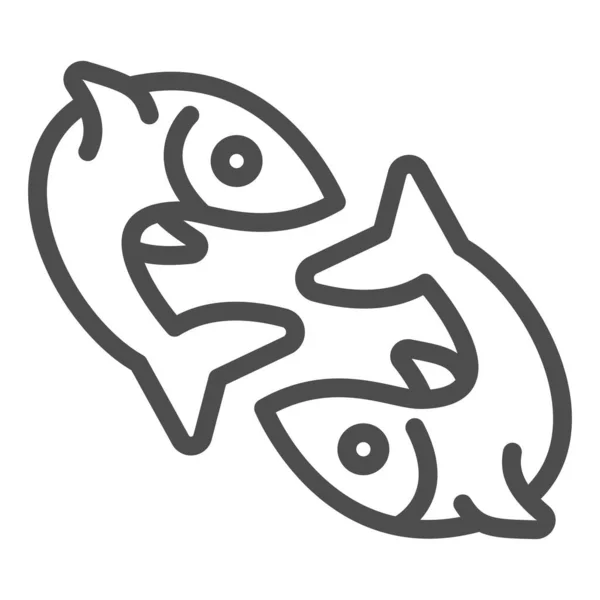 Deux icône de ligne de poisson, concept de pêche, paire de signe de poisson sur fond blanc, icône de l'emblème de poisson jumeaux dans le style de contour pour concept mobile et web design. Graphiques vectoriels. — Image vectorielle