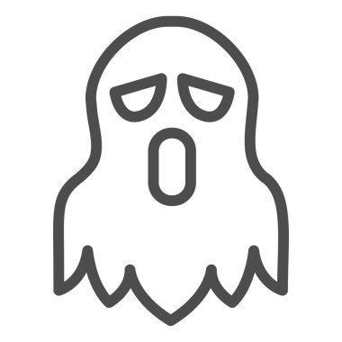 Hayalet çizgisi ikonu, cadılar bayramı konsepti, beyaz arka planda ruh işareti, cadılar bayramı ikonu için mobil konsept ve web tasarımı için özgün bir kıyafet. Vektör grafikleri.