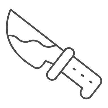 Kanlı bıçak, ince çizgi ikonu, cadılar bayramı kavramı, beyaz arka planda katil bıçağı işareti, mobil konsept ve web tasarımı için ana hatları kan ikonu olan silahlar. Vektör grafikleri.