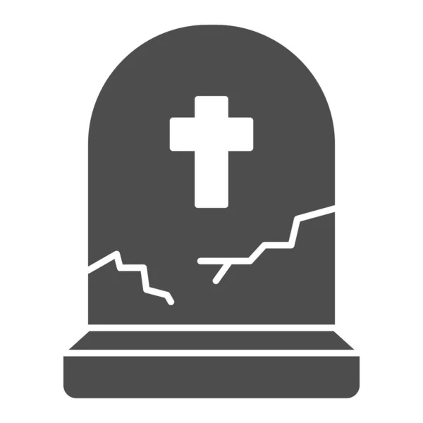 Tombe avec croix icône solide, concept halloween, tombe avec signe de fissure sur fond blanc, icône de pierre tombale abandonnée dans le style glyphe pour concept mobile et web design. Graphiques vectoriels. — Image vectorielle