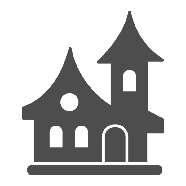 Altes Haus solide Ikone, Halloween-Konzept, Hexenhausschild auf weißem Hintergrund, gruselige Halloween-Haus-Ikone im Glyphen-Stil für mobiles Konzept und Webdesign. Vektorgrafik. — Stockvektor