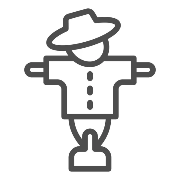 Scarecrow line ikon, halloween koncept, bogey i hatt och skjorta tecken på vit bakgrund, läskig beskyddare av skördeikonen i kontur stil för mobila koncept och webbdesign. Vektorgrafik. — Stock vektor
