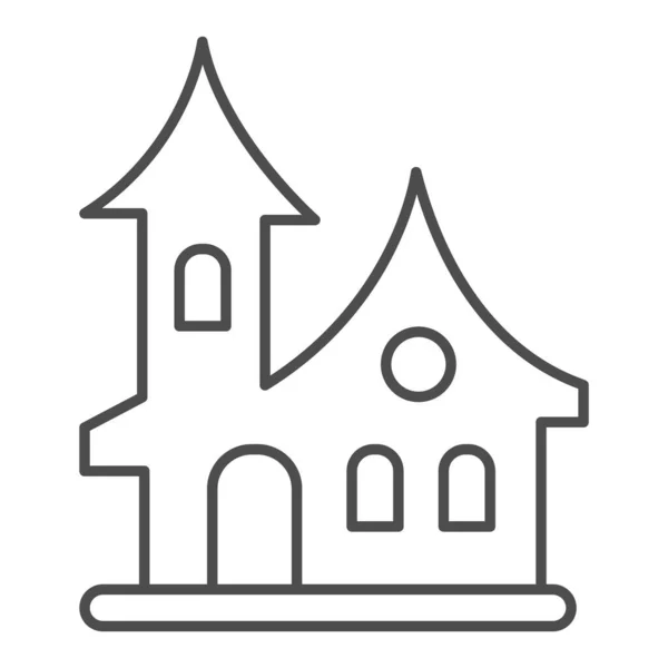 Old house thin line icon, halloween concept, hexe house sign auf weißem Hintergrund, scary halloween house icon in outline style für mobiles Konzept und Webdesign. Vektorgrafik. — Stockvektor