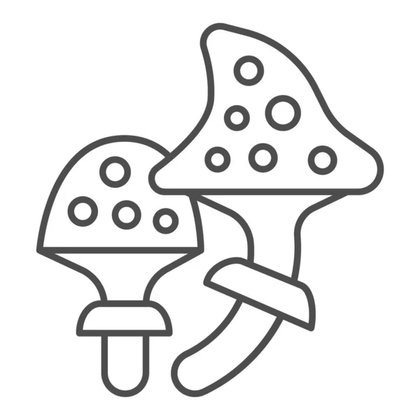 Fly agaric thin line icon, halloween concept, speckly poison mushroom sign on white background, amanita icon in outline style for mobile concept and web design. Векторная графика. — стоковый вектор