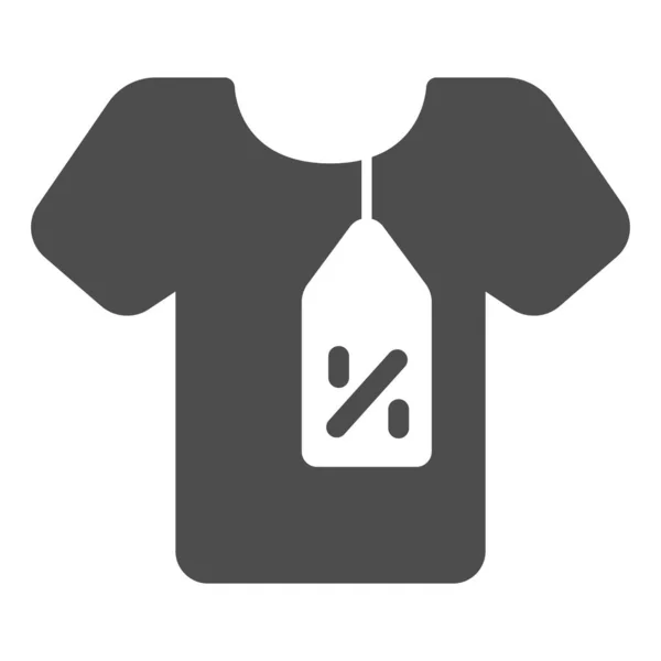 T-shirt et étiquette avec pourcentage de réduction icône solide, Black Friday concept, chemise avec étiquette étiquette signe de réduction sur fond blanc, icône de vente de tissu dans le style glyphe. Graphiques vectoriels. — Image vectorielle