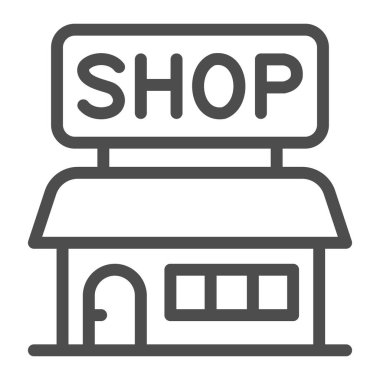 Dükkan çizgisi ikonu, Kara Cuma konsepti, beyaz arka planda pazar yeri tabelası, mobil konsept ve web tasarımı için tasarım tarzında depolama simgesi. Vektör grafikleri.