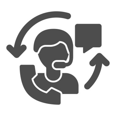 Müşteri hizmetleri uzmanı katı ikon, Kara Cuma konsepti, beyaz arka planda teknik destek ve müşteri hizmetleri tabelası, çağrı merkezi çalışanı simgesi. Vektör grafikleri.