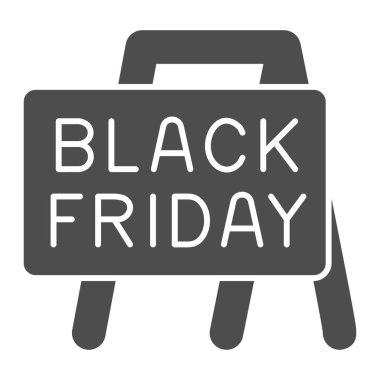Black Friday metin simgesi, Kara Cuma konsepti, beyaz arka planda sokak tabelasında satış metni, mobil için stand board simgesinde büyük indirim. Vektör grafikleri.