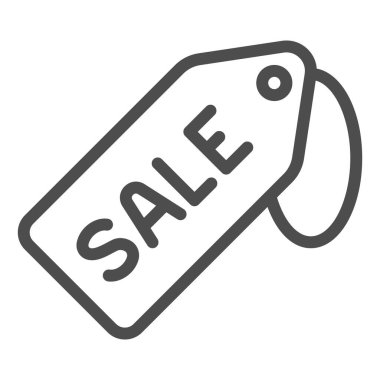 İndirimli etiket çizgisi simgesi, Kara Cuma konsepti, beyaz arka planda fiyat etiketi işareti, mobil konsept ve web tasarımı için özel tasarım tabelası. Vektör grafikleri.