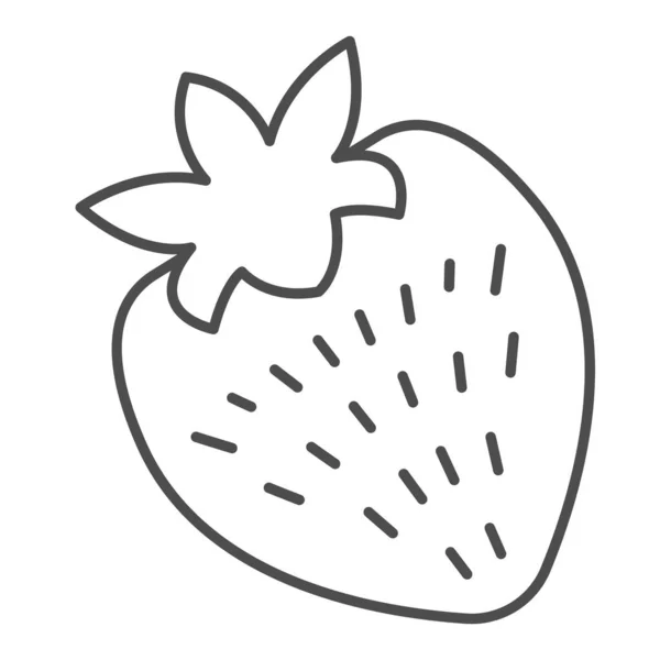 草莓细线图标，情人节概念，浪漫的白色背景水果标志，健康的甜点图标在轮廓风格的移动概念和网页设计。矢量图形. — 图库矢量图片