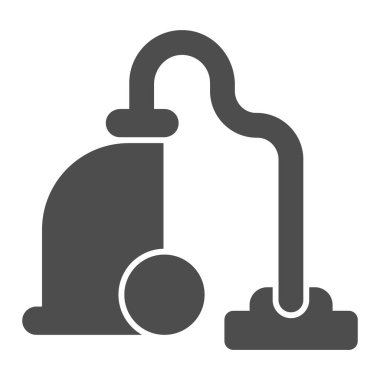 Elektrikli süpürge katı ikonu, hijyen rutin konsepti, beyaz arka planda ev aletleri imzası, mobil konsept ve web tasarımı için daha temiz simge. Vektör grafikleri.