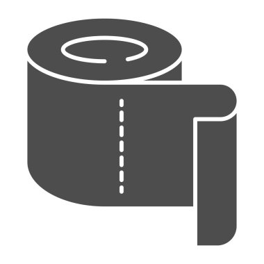 Tuvalet kağıdı rulosu katı ikon, hijyen rutini kavramı, beyaz arka planda kağıt tabela rulo, mobil konsept ve web tasarımı için tuvalet kağıdı ikonu. Vektör grafikleri.