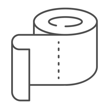 Tuvalet kağıdı, ince çizgi ikonu, hijyen rutini konsepti, beyaz arka planda kağıt havlu tabelası, mobil konsept ve web tasarımı için ana hatlı tuvalet kağıdı ikonu. Vektör grafikleri.