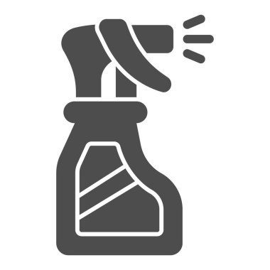 Dezenfeksiyon spreyi katı ikon, hijyen rutin konsepti, beyaz arka planda pencere tabelası için sıvı, mobil ve web için plastik sprey şişe ikonu. Vektör grafikleri.