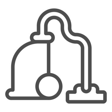 Elektrikli süpürge çizgisi ikonu, hijyen rutini konsepti, beyaz arka planda ev aletleri tabelası, mobil konsept ve web tasarımı için taslak biçiminde daha temiz bir simge. Vektör grafikleri.