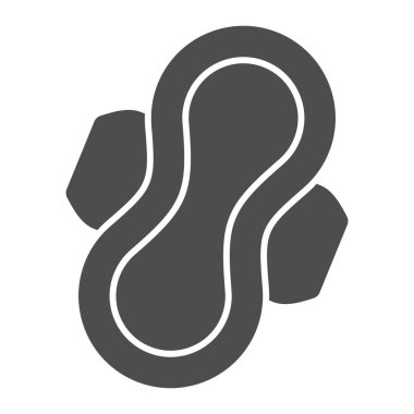 Kadın hijyen pedi katı ikonu, hijyen rutini kavramı, beyaz arka planda hijyenik ped işareti, mobil konsept ve web tasarımı için kadın hijyenik peçete ikonu. Vektör grafikleri.