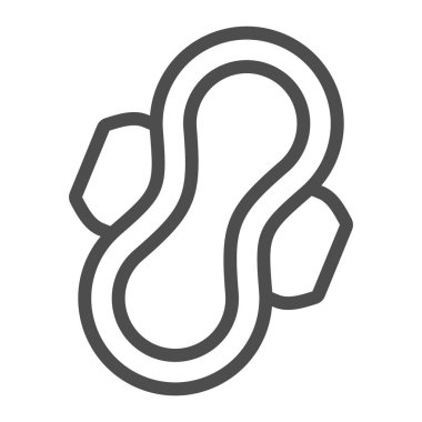 Kadın hijyen pedi çizgisi ikonu, hijyen rutini kavramı, beyaz arka planda hijyenik ped işareti, mobil konsept ve web tasarımı için ana hatlı kadın peçete ikonu. Vektör grafikleri.