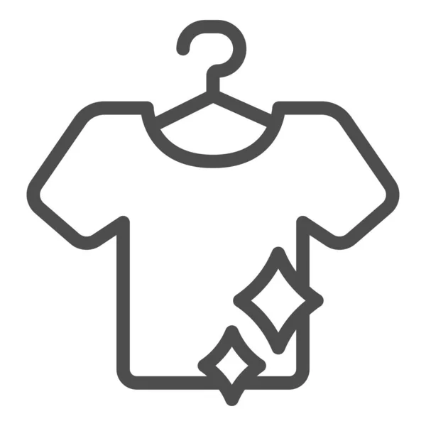 Schoon T-shirt op hanger lijn icoon, Hygiëne routine concept, Wasserij wassen teken op witte achtergrond, Opknoping schoon shirt icoon in outline stijl voor mobiel en web design. vectorgrafieken. — Stockvector