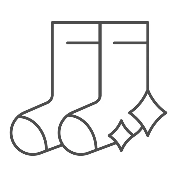 Calcetines limpios icono de línea delgada, concepto de rutina de higiene, signo de ropa limpia sobre fondo blanco, icono de calcetines ordenados en estilo de esquema para el concepto móvil y el diseño web. Gráficos vectoriales. — Vector de stock