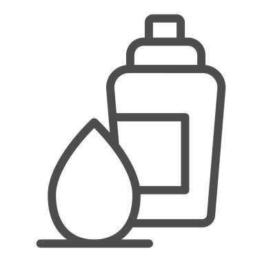 Sünger ve temel çizgisi ikonu, makyaj rutini konsepti, beyaz arka planda Gizletici ve Vakıf Uygulayıcısı işareti, pompalı krem şişesi ve ana hatlarıyla yumurta süngeri. Vektör grafikleri.