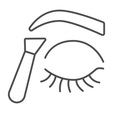 Kaşlar için kozmetik cımbız ve kapalı göz çizgisi ikonu, makyaj rutin konsepti, beyaz arka planda kaş cımbızı imzası, dış hatlarda güzellik forsepti ikonu. Vektör grafikleri.