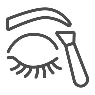 Kaşlar için kozmetik cımbız ve kapalı göz çizgisi ikonu, makyaj rutin konsepti, beyaz arka planda kaş cımbızı imzası, dış hatlarda güzellik forsepti ikonu. Vektör grafikleri.