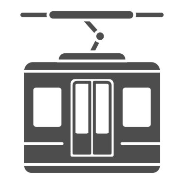 Füniküler katı ikon, Dünya Snowboard Günü konsepti, beyaz arka planda kayak kabini kaldırma tabelası, mobil konsept ve web tasarımı için kabin ikonu. Vektör grafikleri.